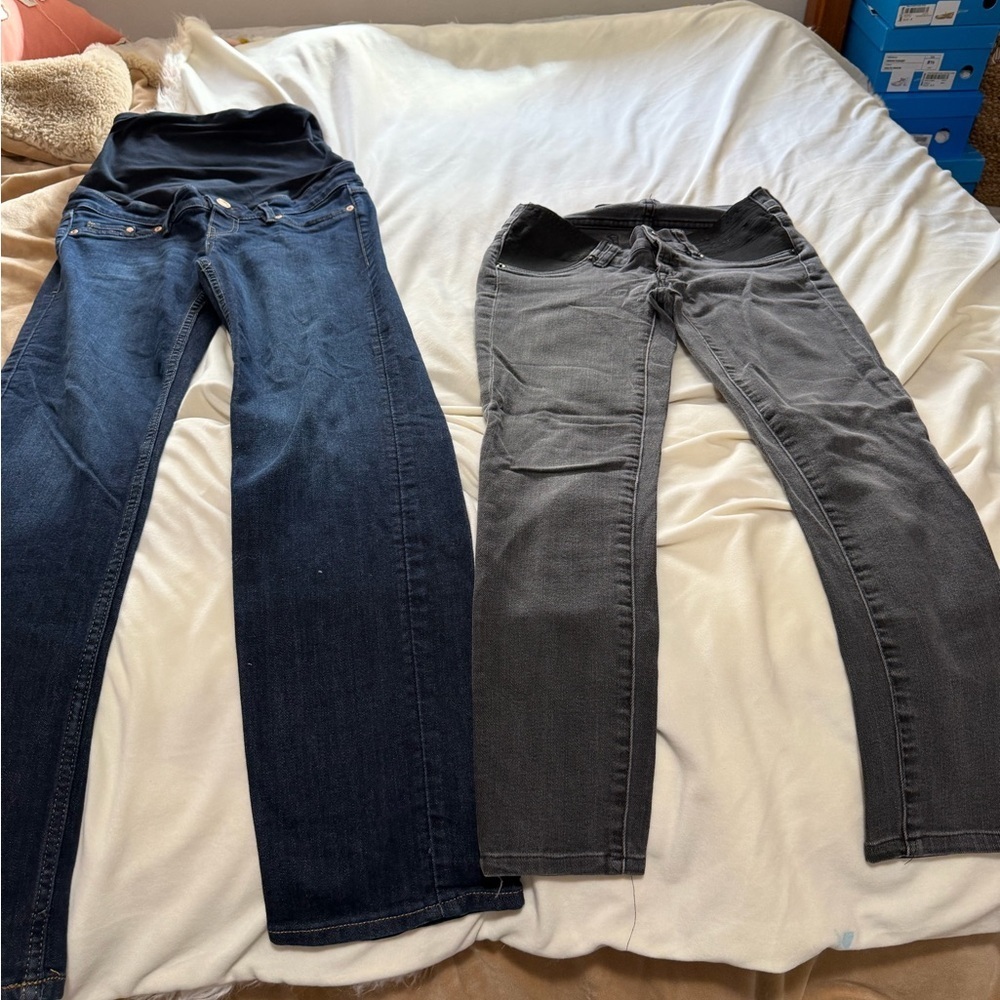 Lot of 2 Maternity Jeans J Crew Toothpick 24 and Mama Maternite Straight size 2